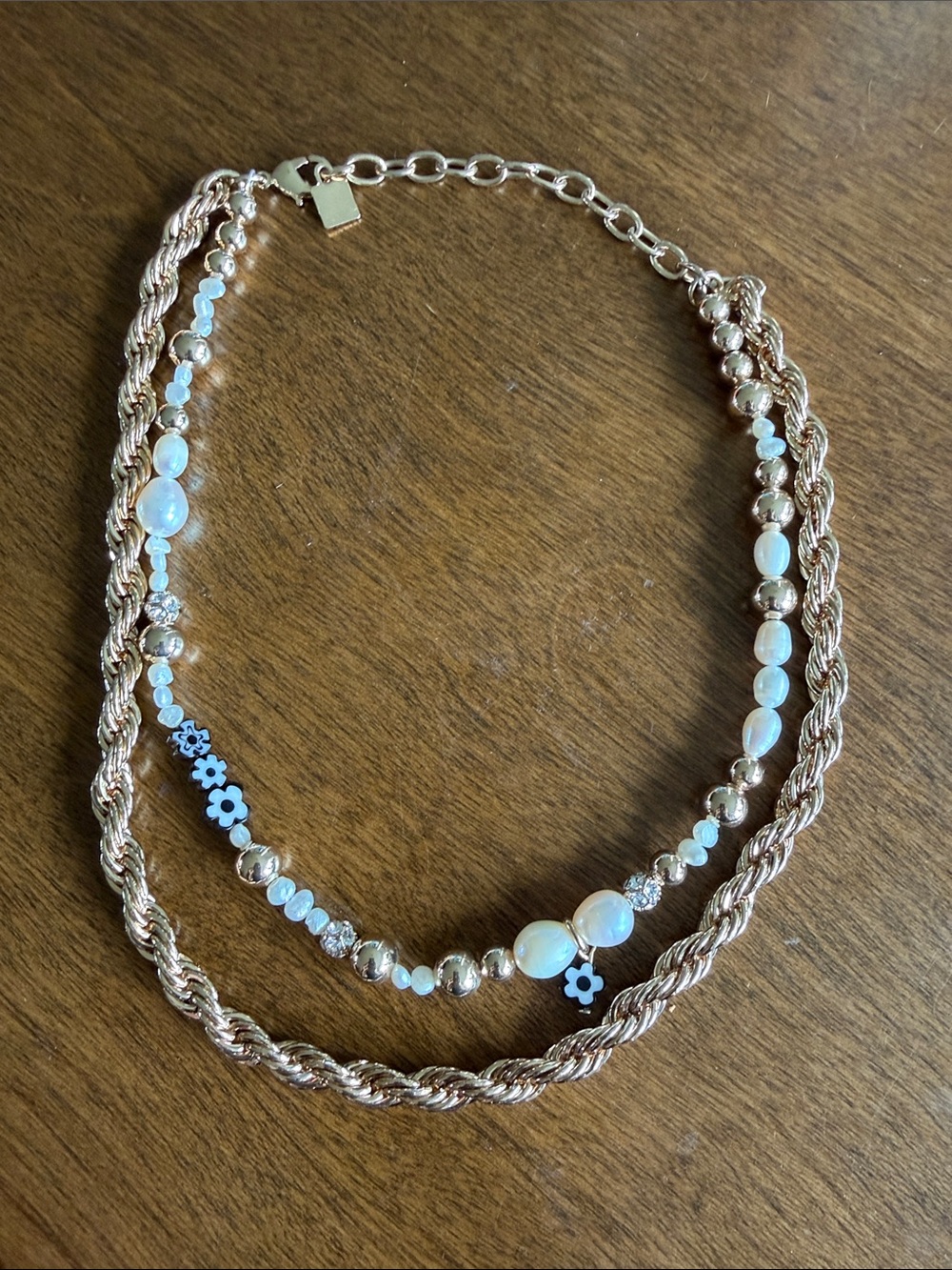 DANNIJO Gold & White Layered Bead Necklace
